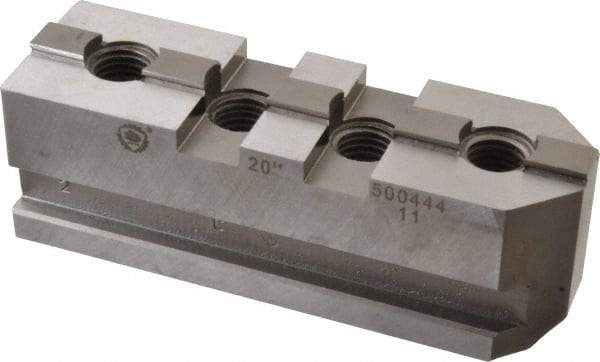 Bison - 20" Max Chuck Diam Compatibility, Steel Tongue & Groove Hard Lathe Master Jaws - 3/4" Groove Width, 2.0472" Wide x 6.6142" Long x 2.3228" High - Makers Industrial Supply