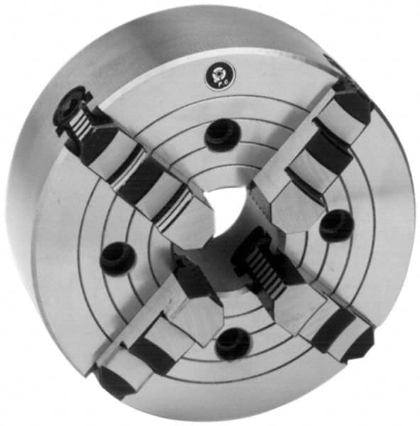 Interstate - 4 Jaws, 16" Diam, Independent Manual Lathe Chuck - D1-8 Mount Spindle, Reversible, 4.921" Through Hole Diam, Cast Iron - Makers Industrial Supply