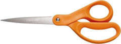 Fiskars - 3-13/32" LOC, 8-1/2" OAL Stainless Steel Standard Shears - Ambidextrous, Plastic Straight Handle, For General Purpose Use - Makers Industrial Supply