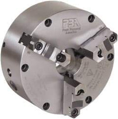 Pratt Burnerd America - 3 Jaws, 15" Diam, Self Centering Manual Lathe Chuck - Plain Back Mount Spindle, Adjustable, Reversible, 2,000 Max RPM, 4.56" Through Hole Diam, Forged Steel - Makers Industrial Supply