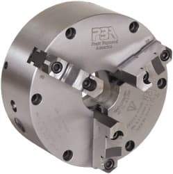 Pratt Burnerd America - 3 Jaws, 10" Diam, Self Centering Manual Lathe Chuck - Plain Back Mount Spindle, Adjustable, Reversible, 3,300 Max RPM, 3" Through Hole Diam, Forged Steel - Makers Industrial Supply