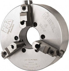 Pratt Burnerd America - 3 Jaws, 12" Diam, Self Centering Manual Lathe Chuck - Plain Back Mount Spindle, Adjustable, Reversible, 2,300 Max RPM, 4.06" Through Hole Diam, Forged Steel - Makers Industrial Supply