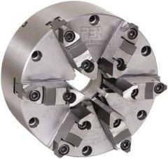 Pratt Burnerd America - 6 Jaws, 12" Diam, Self Centering Manual Lathe Chuck - Plain Back Mount Spindle, Adjustable, Reversible, 1,500 Max RPM, 4.06" Through Hole Diam, Forged Steel - Makers Industrial Supply