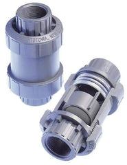 Plast-O-Matic - 1-1/2" PVC Check Valve - Inline, FNPT x FNPT, 150 WOG - Makers Industrial Supply