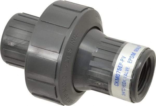 Plast-O-Matic - 3/4" PVC Check Valve - Inline, FNPT x FNPT, 150 WOG - Makers Industrial Supply