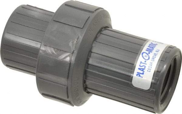 Plast-O-Matic - 1" PVC Check Valve - Inline, FNPT x FNPT, 150 WOG - Makers Industrial Supply