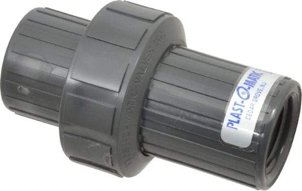 Plast-O-Matic - 1" PVC Check Valve - Inline, FNPT x FNPT, 150 WOG - Makers Industrial Supply