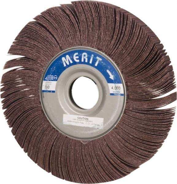 Merit Abrasives - 10" Diam, 60 Grit Aluminum Oxide Unmounted Flap Wheel - 1-3/4" Hole, 1" Wide, Coated, Medium Grade, 4,500 Max RPM , Cloth Backing - Makers Industrial Supply