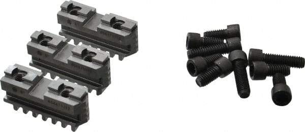 Bison - 6-1/4 to 6" Chuck Diam Compatibility, Steel Tongue & Groove Hard Lathe Master Jaws - 1/2" Groove Width, 0.7874" Wide x 2.559" Long - Makers Industrial Supply