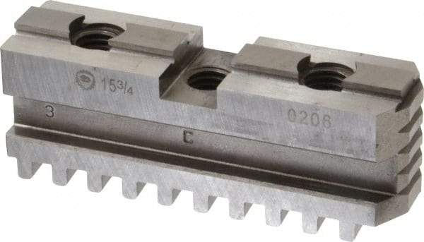 Bison - 15-3/4 to 16" Chuck Diam Compatibility, Steel Tongue & Groove Hard Lathe Master Jaws - 3/4" Groove Width, 1.4173" Wide x 5.1181" Long - Makers Industrial Supply