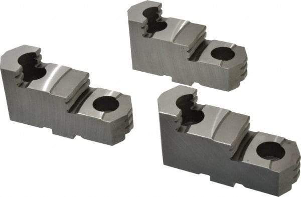 Bison - 12-1/2 to 12" Chuck Diam Compatibility, Steel Tongue & Groove Hard Lathe Top Jaws - 1.457" Wide x 4.331" Long x 2.165" High - Makers Industrial Supply