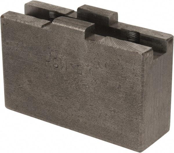 H & R Manufacturing - 5 to 6" Chuck Capacity, Tongue & Groove Attachment, Square Soft Lathe Chuck Jaw - Steel, 1-1/4" Btw Mount Hole Ctrs, 2-3/16" Long x 3/4" Wide x 1-3/8" High, 5/16" Groove - Makers Industrial Supply