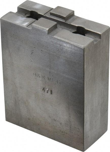 H & R Manufacturing - 5 to 6" Chuck Capacity, Tongue & Groove Attachment, Square Soft Lathe Chuck Jaw - Steel, 1-1/2" Btw Mount Hole Ctrs, 2-5/8" Long x 1-1/4" Wide x 3-3/8" High, 5/16" Groove - Makers Industrial Supply