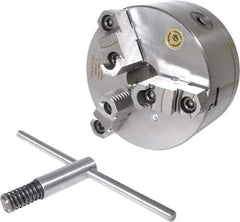 Bison - 3 Jaws, 6" Diam, Self Centering Manual Lathe Chuck - D1-4 Mount Spindle, Reversible, 3,000 Max RPM, 1.6535" Through Hole Diam, 0.0008" Axial Runout, 0.0012" Radial Runout, Cast Iron - Makers Industrial Supply