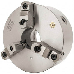 Bison - 3 Jaws, 10" Diam, Self Centering Manual Lathe Chuck - L-1 Mount Spindle, Reversible, 2,000 Max RPM, 2.9921" Through Hole Diam, 0.001" Axial Runout, 0.0016" Radial Runout, Cast Iron - Makers Industrial Supply