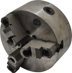 Interstate - 3 Jaws, 6" Diam, Self Centering Manual Lathe Chuck - D1-3 Mount Spindle, Reversible, 1.5748" Through Hole Diam, Cast Iron - Makers Industrial Supply