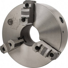 Interstate - 3 Jaws, 12" Diam, Self Centering Manual Lathe Chuck - D1-6 Mount Spindle, Reversible, 3-15/16" Through Hole Diam, Cast Iron - Makers Industrial Supply