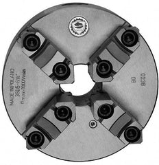 Bison - 4 Jaws, 20" Diam, Self Centering Manual Lathe Chuck - Plain Back Mount Spindle, Reversible, 700 Max RPM, 7.48" Through Hole Diam, 0.002" Axial Runout, 0.004" Radial Runout, Cast Iron - Makers Industrial Supply