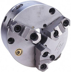 Bison - 3 Jaws, 16" Diam, Self Centering Manual Lathe Chuck - Front Mount, Adjustable, Reversible, 1,800 Max RPM, 5.354" Through Hole Diam, Forged Steel - Makers Industrial Supply