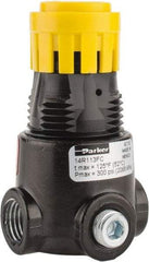 Parker - 1/4 NPT Port, 15 CFM, Zinc Miniature Regulator - 2 to 125 psi Range, 300 Max psi Supply Pressure, 1/8" Gauge Port Thread, 1.65" Wide x 2.88" High - Makers Industrial Supply