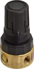 Parker - 1/4 NPT Port, Brass Miniature Regulator - 2 to 125 psi Range, 300 Max psi Supply Pressure, 1/8" Gauge Port Thread, 1-1/2" Wide x 2.87" High - Makers Industrial Supply