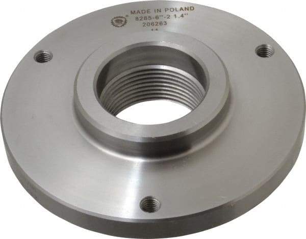 Bison - Adapter Back Plate for 6-1/4" Diam Self Centering Lathe Chucks - 2-1/4 - 8 Mount, 2.26" Through Hole Diam, 3.385mm ID, 38139" OD, 0.59" Flange Height, Steel - Makers Industrial Supply