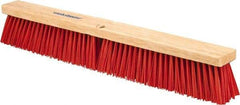 PRO-SOURCE - 24" Heavy Duty Synthetic Push Broom - 4" Bristle Length, Wood Block, Threaded Handle Connection - Makers Industrial Supply