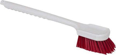 PRO-SOURCE - 1-1/2" Bristle Length, Polypropylene Utility Scrub Brush - 20" OAL, Red, Plastic Block - Makers Industrial Supply