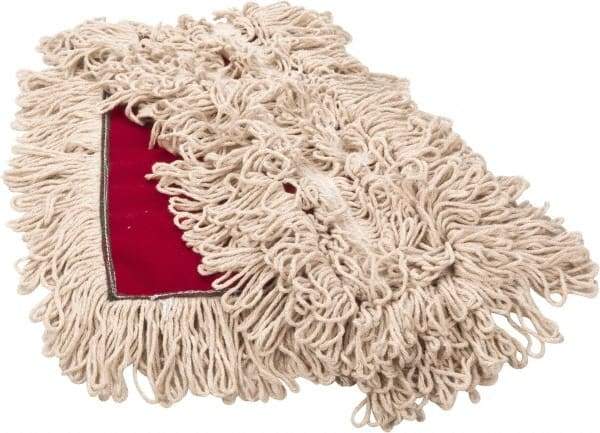 PRO-SOURCE - 36" Long x 3-1/2" Wide Yarn Blend Dust Mop Head - Snap-On, Red, Looped Head, Launderable - Makers Industrial Supply