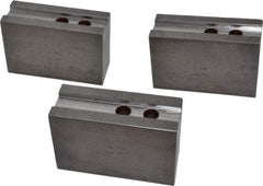 H & R Manufacturing - 12" Chuck Capacity, 1.5mm x 60° Serrated Attachment, Square Soft Lathe Chuck Jaw - 3 Jaws, Steel, 1.181" Btw Mount Hole Ctrs, 5-1/4" Long x 2" Wide x 3-1/2" High, 0.827" Groove, 5/8" & 16mm Fastener - Makers Industrial Supply