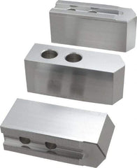 Masterman & Kovil - 10" Chuck Capacity, 1.5mm x 60° Serrated Attachment, Square Soft Lathe Chuck Jaw - 3 Jaws, Aluminum, 1.181" Btw Mount Hole Ctrs, 4.6mm Long x 1-1/2" Wide x 2" High, 0.63" Groove, 12mm Fastener - Makers Industrial Supply