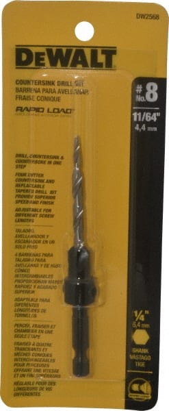 DeWALT - #8 Cutter Diam, 11/64" Drill Compatibility, Adjustable Depth Drill Countersink - Makers Industrial Supply