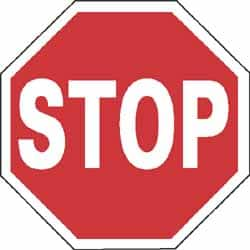 NMC - "Stop", 30" Wide x 30" High, Aluminum Stop & Yield Signs - 0.08" Thick, White on Red, Engineer Grade Reflectivity, Octagon, Post Mount - Makers Industrial Supply