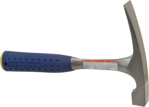 Estwing - 1-1/4 Lb Head Bricklayer's Hammer - 11" OAL, Steel Handle with Grip, 53/64" Face Diam - Makers Industrial Supply