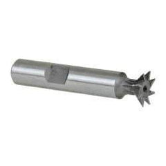 Keo - 1/2" Diam x 1/8" Width of Cut, 45° Included Angle, High Speed Steel Dovetail Cutter - 3/8" Shank Diam, 2" Shank Length, 2-1/8" Overall Length, Weldon Flat, Uncoated - Makers Industrial Supply