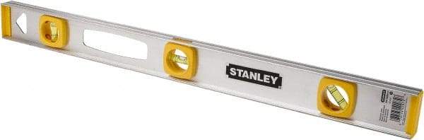 Stanley - 24" Long 3 Vial I-Beam Level - Aluminum, Silver, 1 45°, 1 Level & 1 Plumb Vials - Makers Industrial Supply