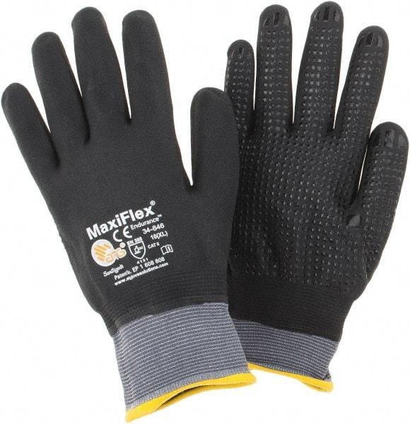 PIP - Size XL (10) Nitrile Coated Nylon General Protection Work Gloves - For General Purpose, Palm & Fingers Coated, Knit Wrist Cuff, Full Fingered, Black/Gray, Paired - Makers Industrial Supply