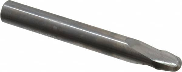 Accupro - 15° Taper Angle per Side, 7/32" Small End Diam, 0.27" LOC, Solid Carbide 2 Flute Tapered Ball End Mill - 2-1/2" OAL, 5/16" Shank Diam, Spiral Flute - Makers Industrial Supply