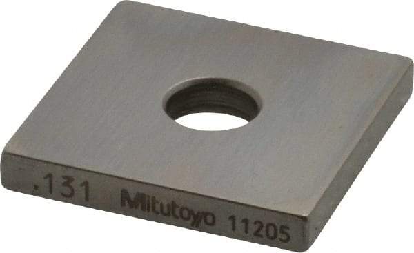 Mitutoyo - 0.131" Square Steel Gage Block - Accuracy Grade 0, Includes Certificate of Inspection - Makers Industrial Supply