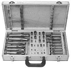 Value Collection - 39 Piece, 3 Flutes, Morse Taper Shank, Interchangeable Pilot Counterbore Set - Makers Industrial Supply