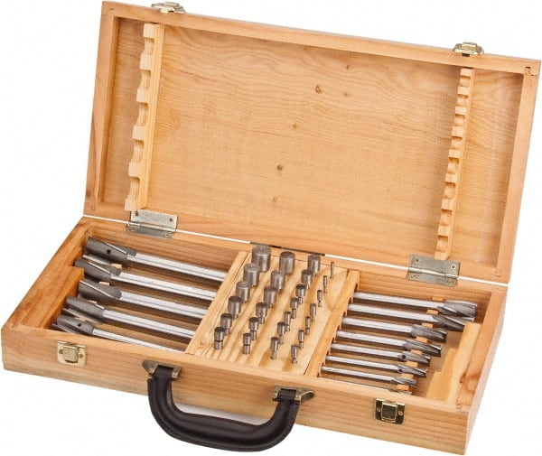 Value Collection - 39 Piece, 3 Flutes, Straight Shank, Interchangeable Pilot Counterbore Set - Makers Industrial Supply