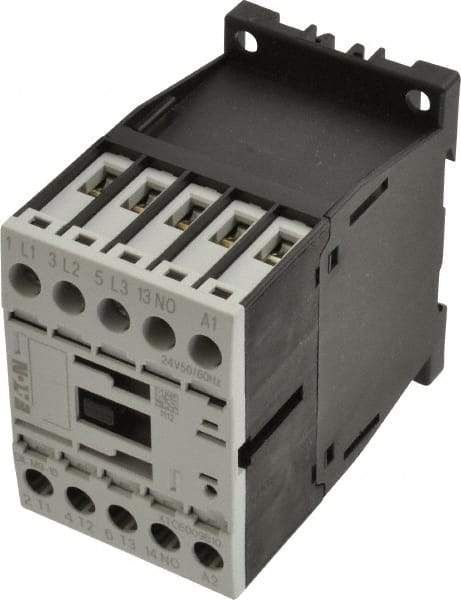 Eaton Cutler-Hammer - 3 Pole, 24 Coil VAC, 20 Amp, Nonreversible Open Enclosure IEC Contactor - 1 Phase hp: 0.5 at 115 V, 1 at 200 V, 1.5 at 230 V, 3 Phase hp: 3 at 200 V, 3 at 230 V, 5 at 460 V, 7.5 at 575 V, 9 Amp Inductive Load Rating Listed - Makers Industrial Supply