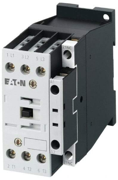 Eaton Cutler-Hammer - 3 Pole, 24 Coil VAC, 18 Amp, Nonreversible Open Enclosure IEC Contactor - 1 Phase hp: 2 at 115 V, 2 at 200 V, 3 at 230 V, 3 Phase hp: 10 at 460 V, 15 at 575 V, 5 at 200 V, 5 at 230 V, 18 Amp Inductive Load Rating Listed - Makers Industrial Supply