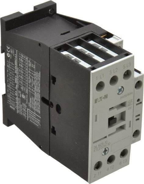 Eaton Cutler-Hammer - 3 Pole, 24 Coil VAC, 40 Amp, Nonreversible Open Enclosure IEC Contactor - 1 Phase hp: 2 at 115 V, 3 at 200 V, 5 at 230 V, 3 Phase hp: 10 at 230 V, 15 at 460 V, 20 at 575 V, 7.5 at 200 V, 25 Amp Inductive Load Rating Listed - Makers Industrial Supply