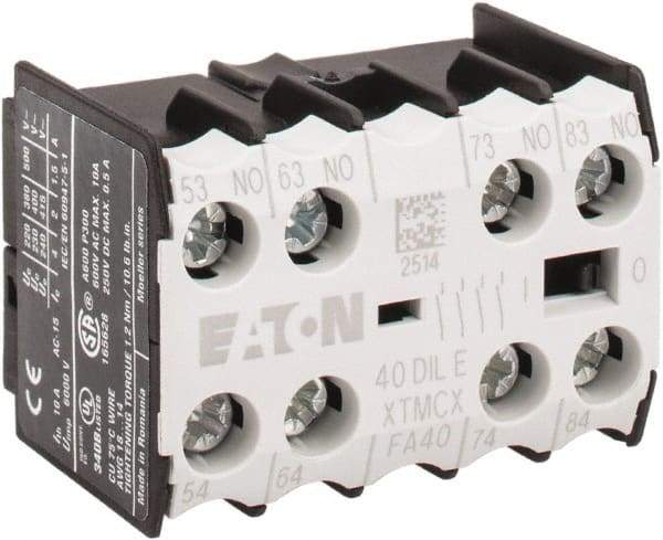 Eaton Cutler-Hammer - 6 to 9 Amp, Contactor Front Mount Auxiliary Contact - For Use with Miniature Contactor and XTRM Miniature Control Relay - Makers Industrial Supply