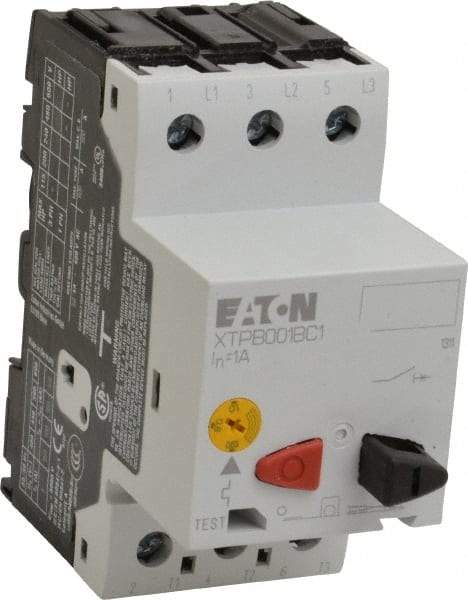 Eaton Cutler-Hammer - 1 Amp, IEC, Open Pushbutton Manual Motor Starter - 45mm Wide x 85mm Deep x 3.6667" High, 1/2 hp at 600 V & 2 hp at 480 V, CE Approved, CSA Certified, DIN VDE, EN/IEC, UL 508 Type E Compliant & UL Listed - Makers Industrial Supply