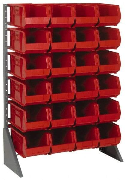 Quantum Storage - 24 Bin Rail Unit with Bins - 36 Inch Overall Width x 15 Inch Overall Depth x 53 Inch Overall Height, Blue Polypropylene / Polyethylene Bins - Makers Industrial Supply