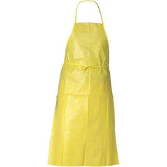 KleenGuard - 29" Wide x 44" Long x 1-1/2 mil Thick Chemical Resistant Bib Apron - Polyethylene & Spunbound, Yellow, Resists Chemical Sprays - Makers Industrial Supply