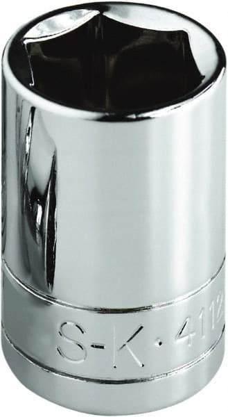 SK - 7/16", 1/4" Drive, Standard Hand Socket - 6 Points, Steel, Chrome Finish - Makers Industrial Supply