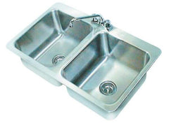 Advance Tabco - 14" Long x 16" Wide Inside, 2 Compartment, Stainless Steel Stainless Steel Drop In Sink - 18 Gauge, 33-1/2" Long x 20-1/2" Wide Outside, 10" Deep - Makers Industrial Supply